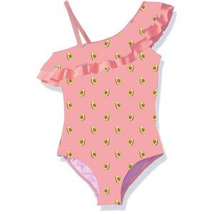Bermies Girl's Pink Avacado One Piece Swimsuit